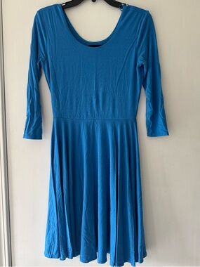 Cynthia Rowley Blue Scoop Neck Fit-and-Flare Dress